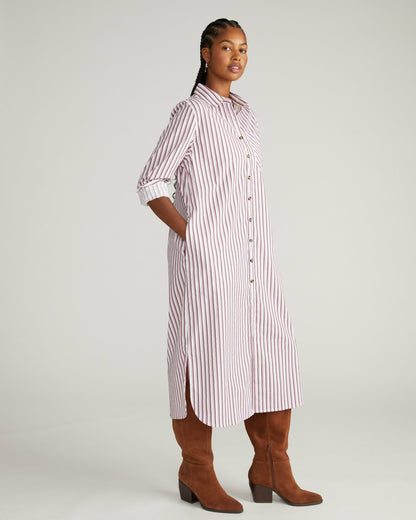 Odeon Stretch Poplin Shirtdress - Lilac Multi Stripe | Universal Standard