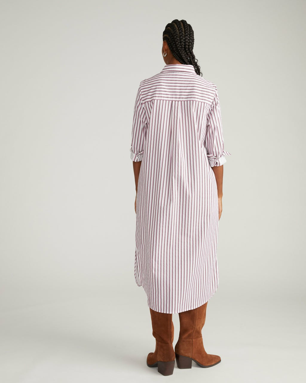 Odeon Stretch Poplin Shirtdress - Lilac Multi Stripe | Universal Standard