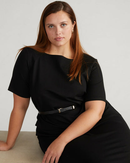 Envelope Neck Ponte Dress - Black | Universal Standard