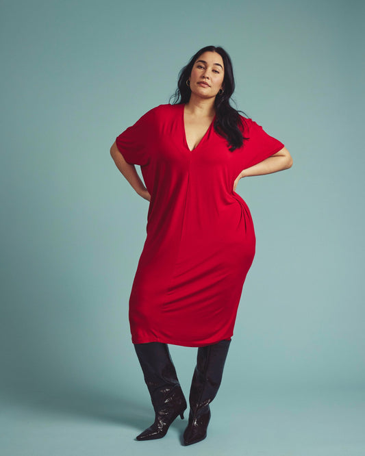 Teresa Liquid Jersey V-Neck Dress - New York Red | Universal Standard