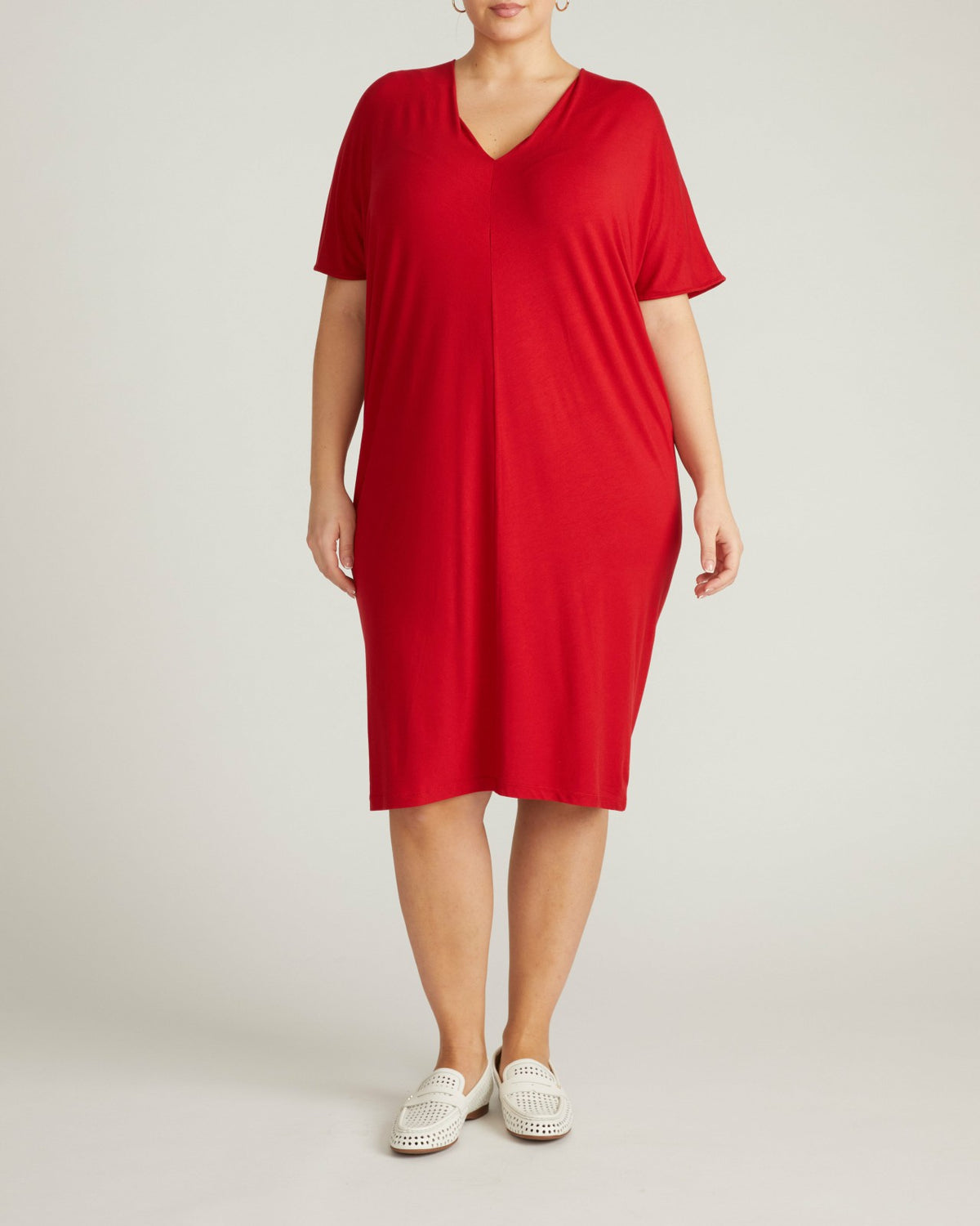 Teresa Liquid Jersey V-Neck Dress - New York Red | Universal Standard