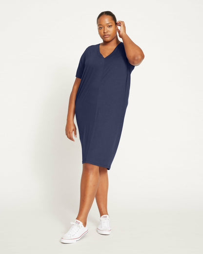 Teresa Liquid Jersey V-Neck Dress - Midnight | Universal Standard