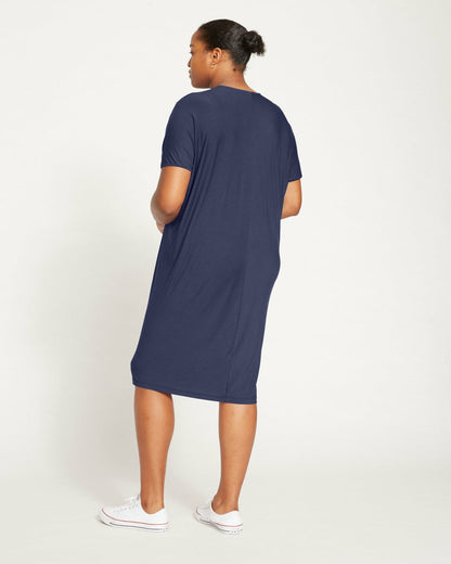 Teresa Liquid Jersey V-Neck Dress - Midnight | Universal Standard