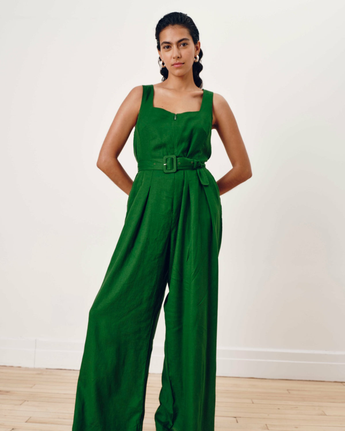 Rania Belted Linen Blend Jumpsuit - Jardin | Universal Standard