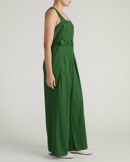 Rania Belted Linen Blend Jumpsuit - Jardin | Universal Standard