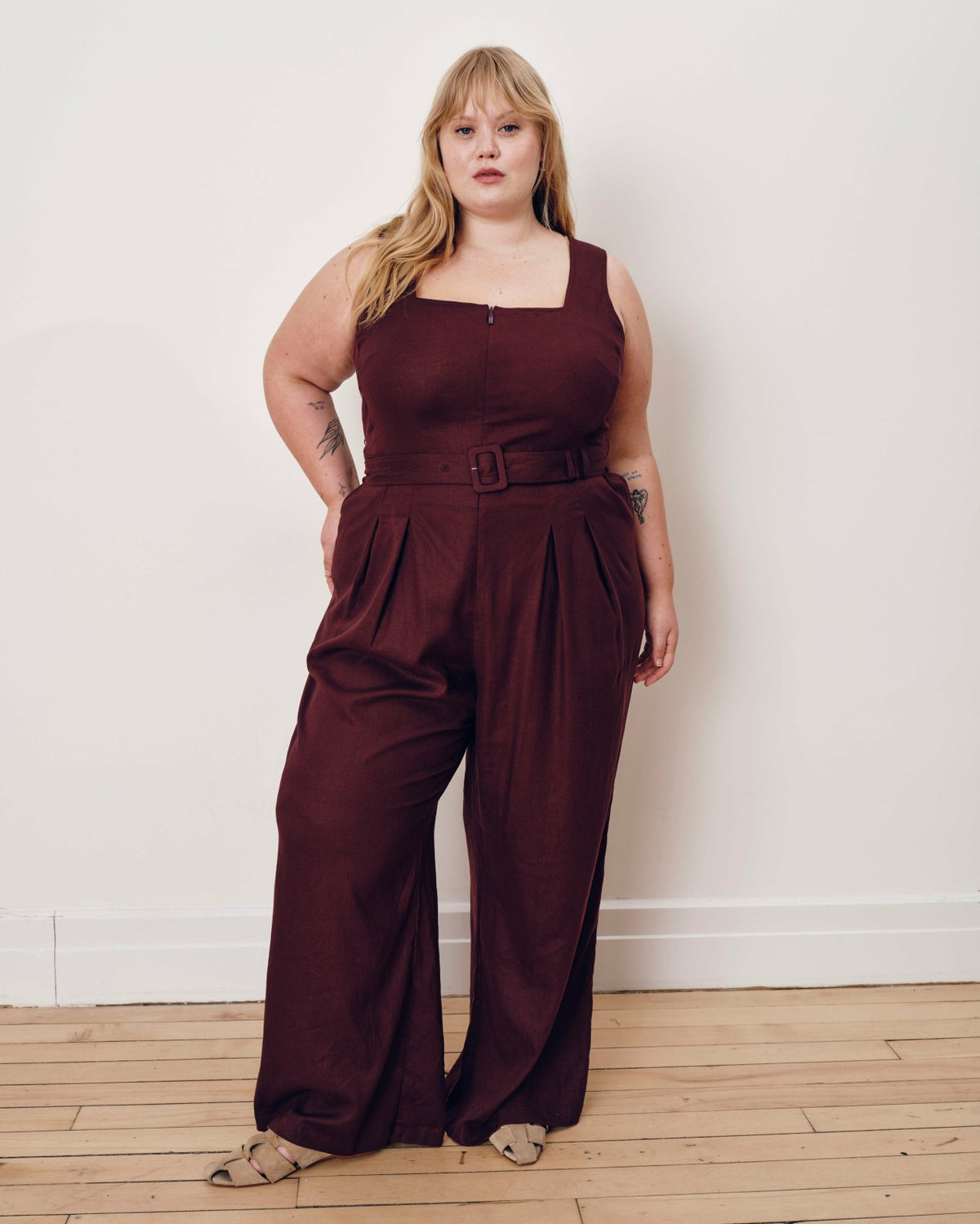 Rania Belted Linen Blend Jumpsuit - Brulee | Universal Standard