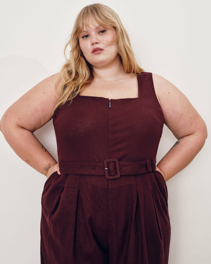 Rania Belted Linen Blend Jumpsuit - Brulee | Universal Standard