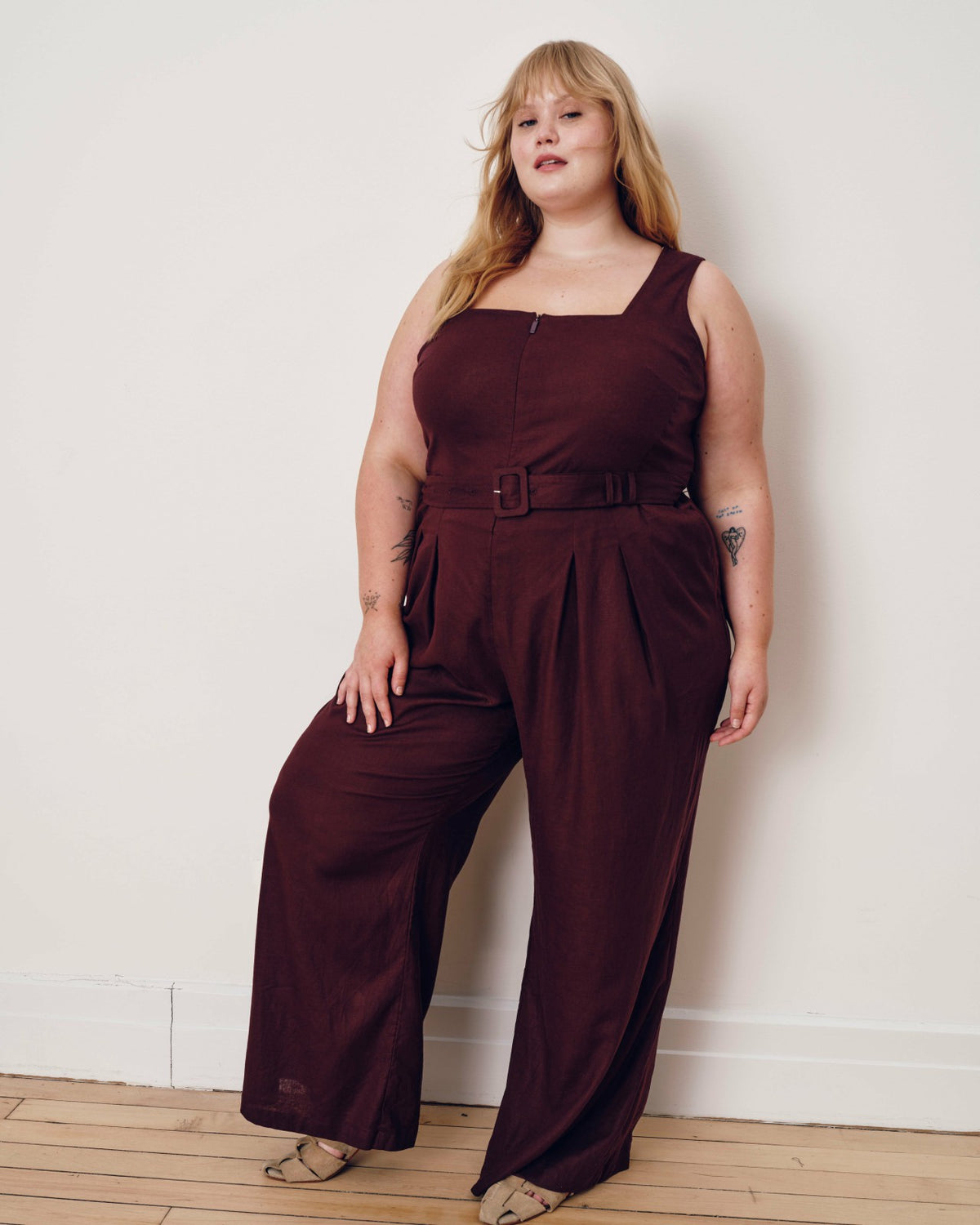 Rania Belted Linen Blend Jumpsuit - Brulee | Universal Standard