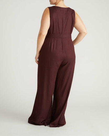 Rania Belted Linen Blend Jumpsuit - Brulee | Universal Standard