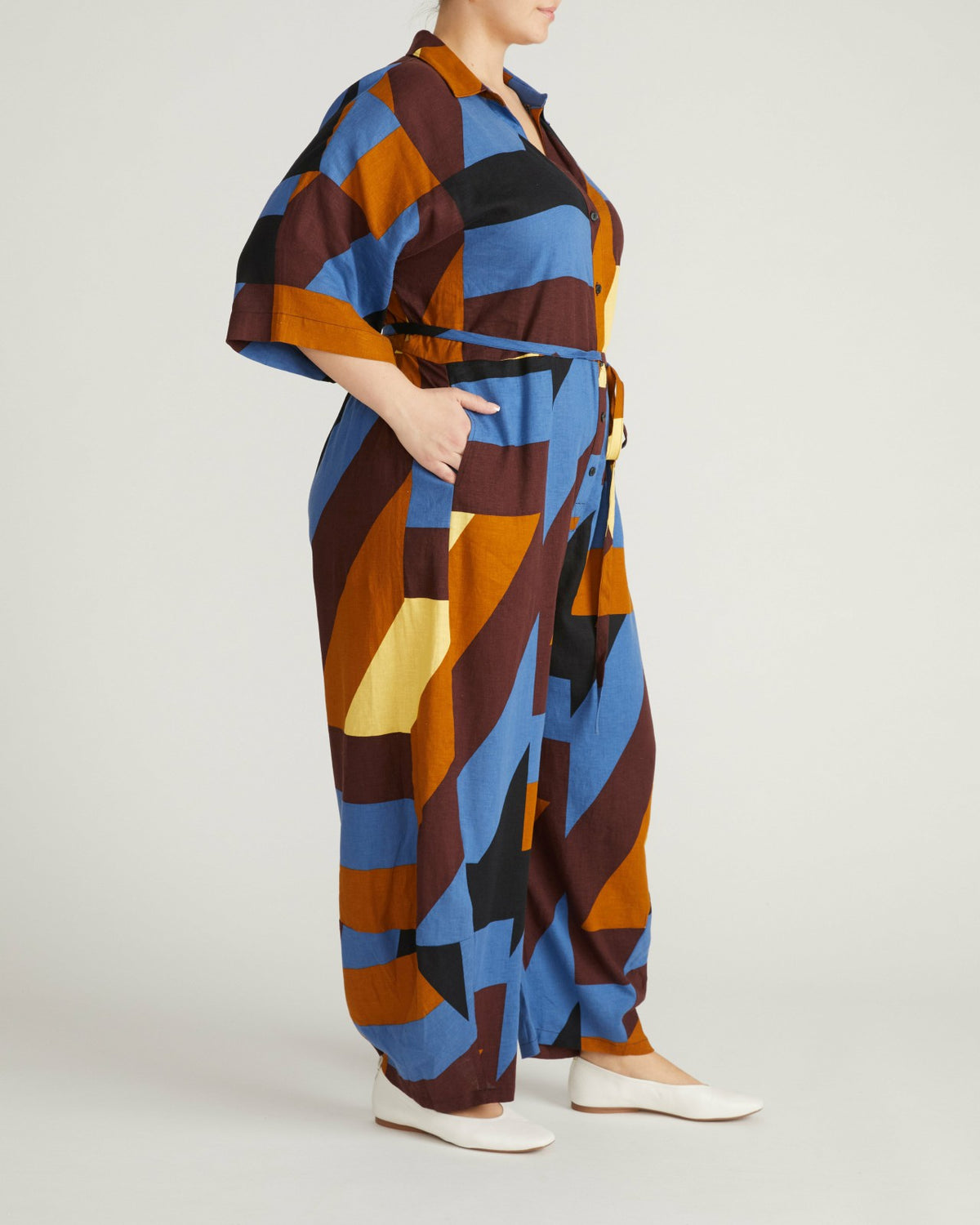 Maggie Barrel Leg Linen Blend Jumpsuit - Beach Ombra Print | Universal Standard