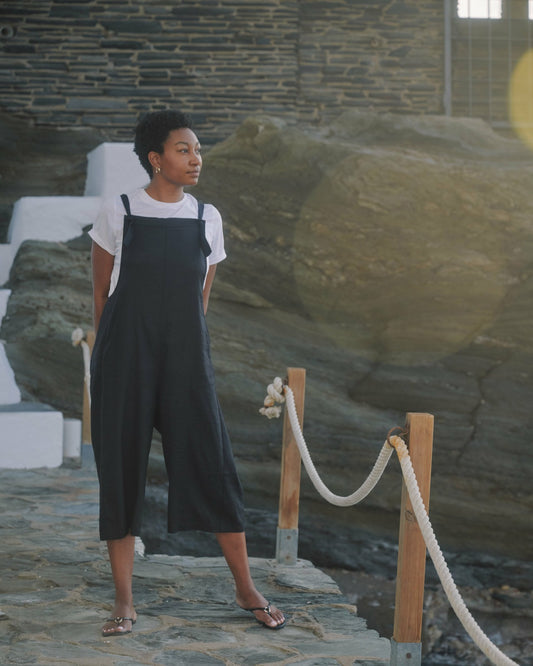 Kora Linen Blend Overalls - Black | Universal Standard