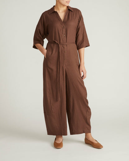 Maggie Barrel Leg Linen Blend Jumpsuit - Peppercorn | Universal Standard