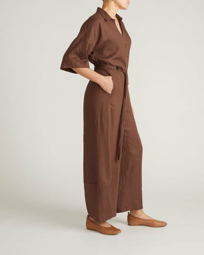 Maggie Barrel Leg Linen Blend Jumpsuit - Peppercorn | Universal Standard