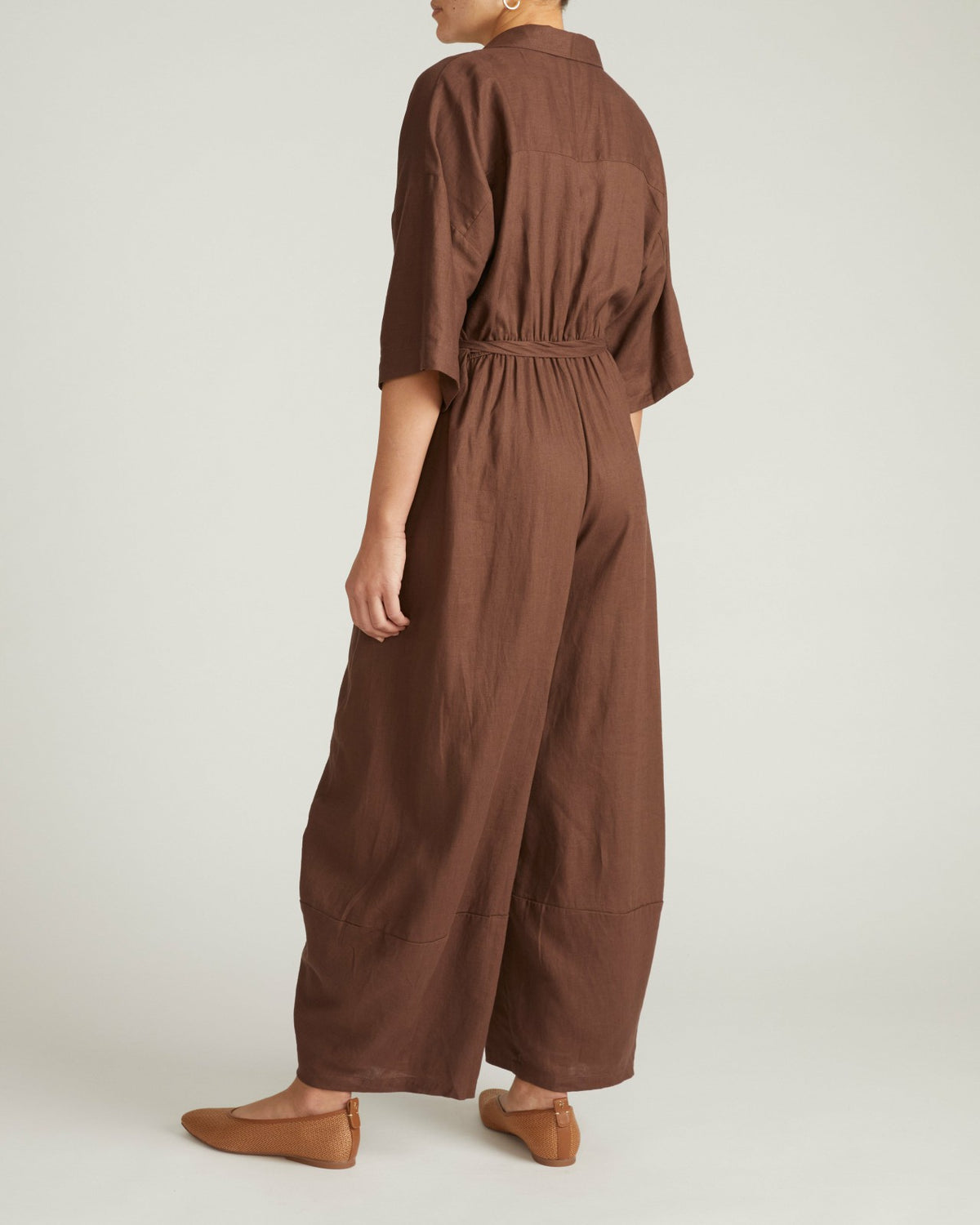 Maggie Barrel Leg Linen Blend Jumpsuit - Peppercorn | Universal Standard