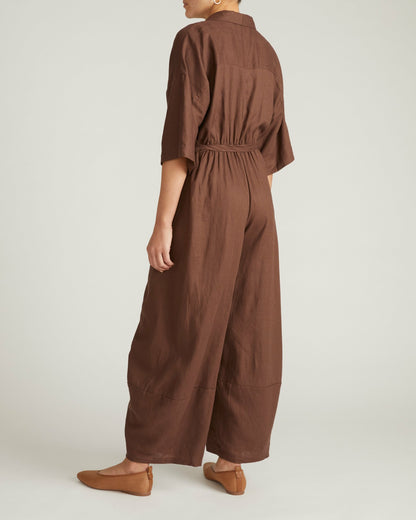 Maggie Barrel Leg Linen Blend Jumpsuit - Peppercorn | Universal Standard