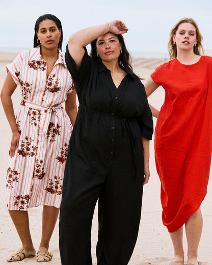 Maggie Barrel Leg Linen Blend Jumpsuit - Black | Universal Standard