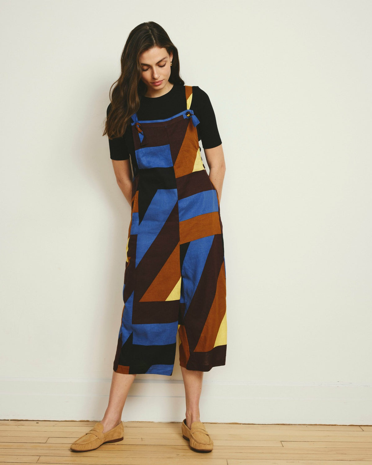 Kora Linen Blend Overalls - Beach Ombra Print | Universal Standard