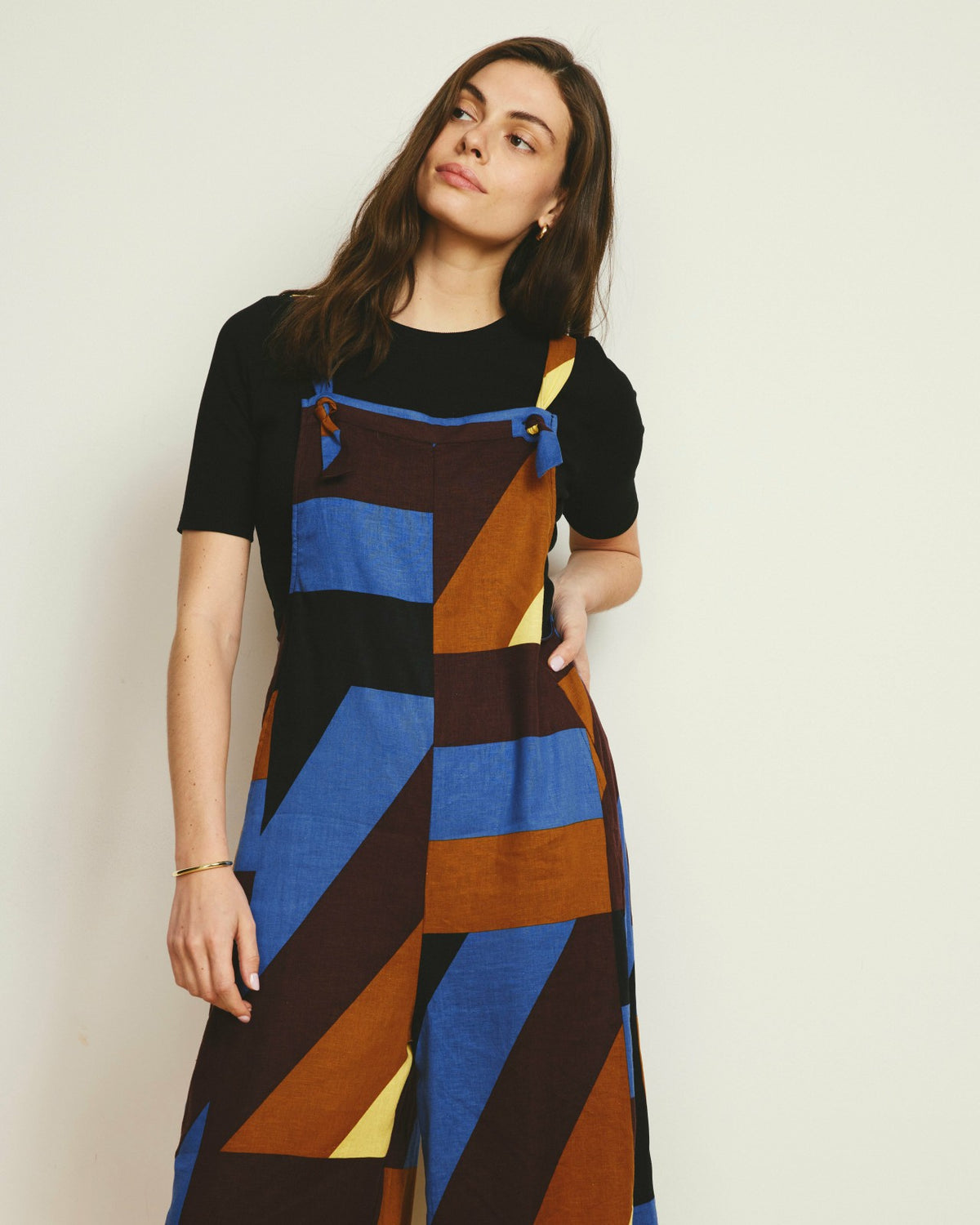 Kora Linen Blend Overalls - Beach Ombra Print | Universal Standard