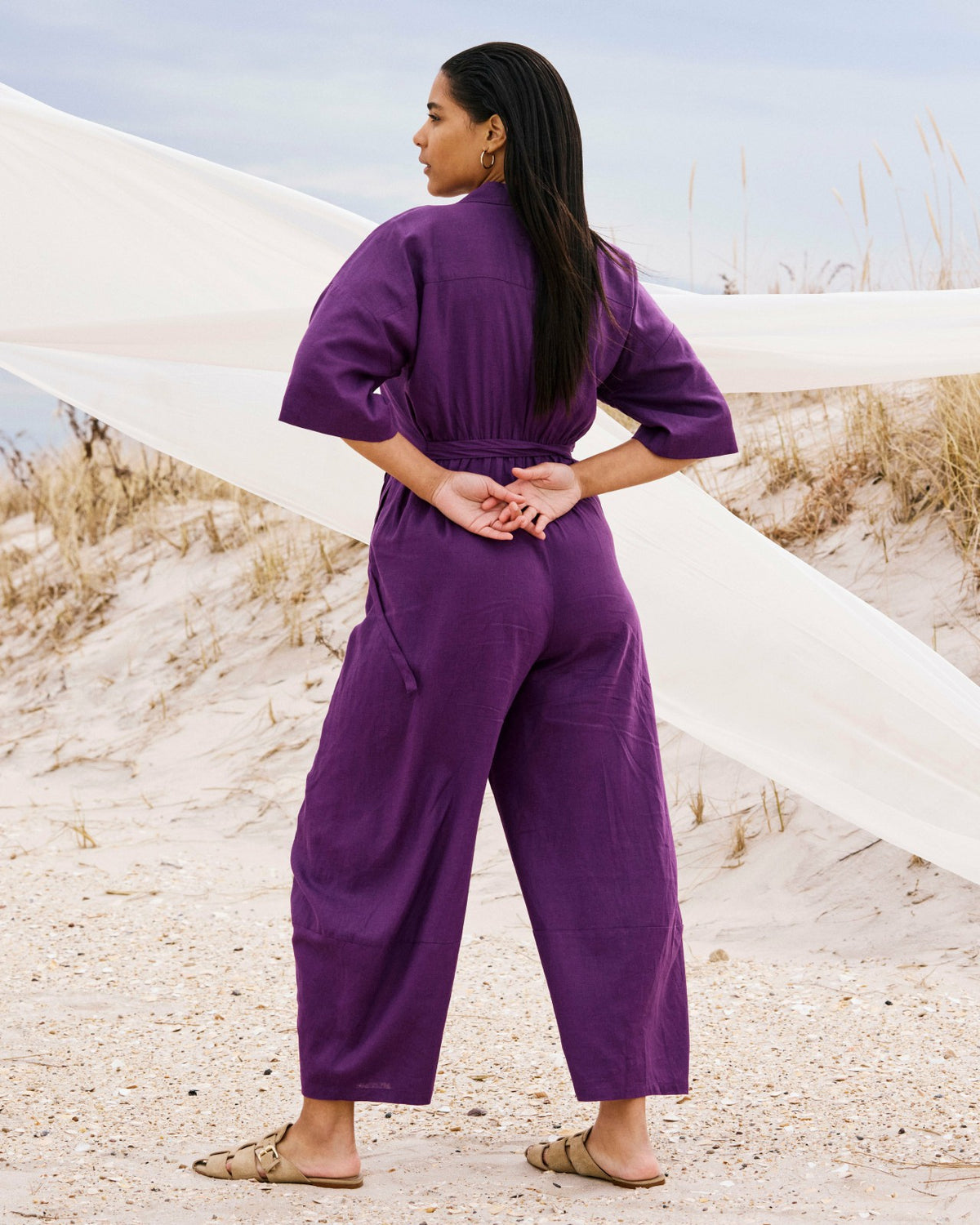 Maggie Barrel Leg Linen Blend Jumpsuit - Dreamy Purple | Universal Standard