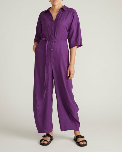 Maggie Barrel Leg Linen Blend Jumpsuit - Dreamy Purple | Universal Standard