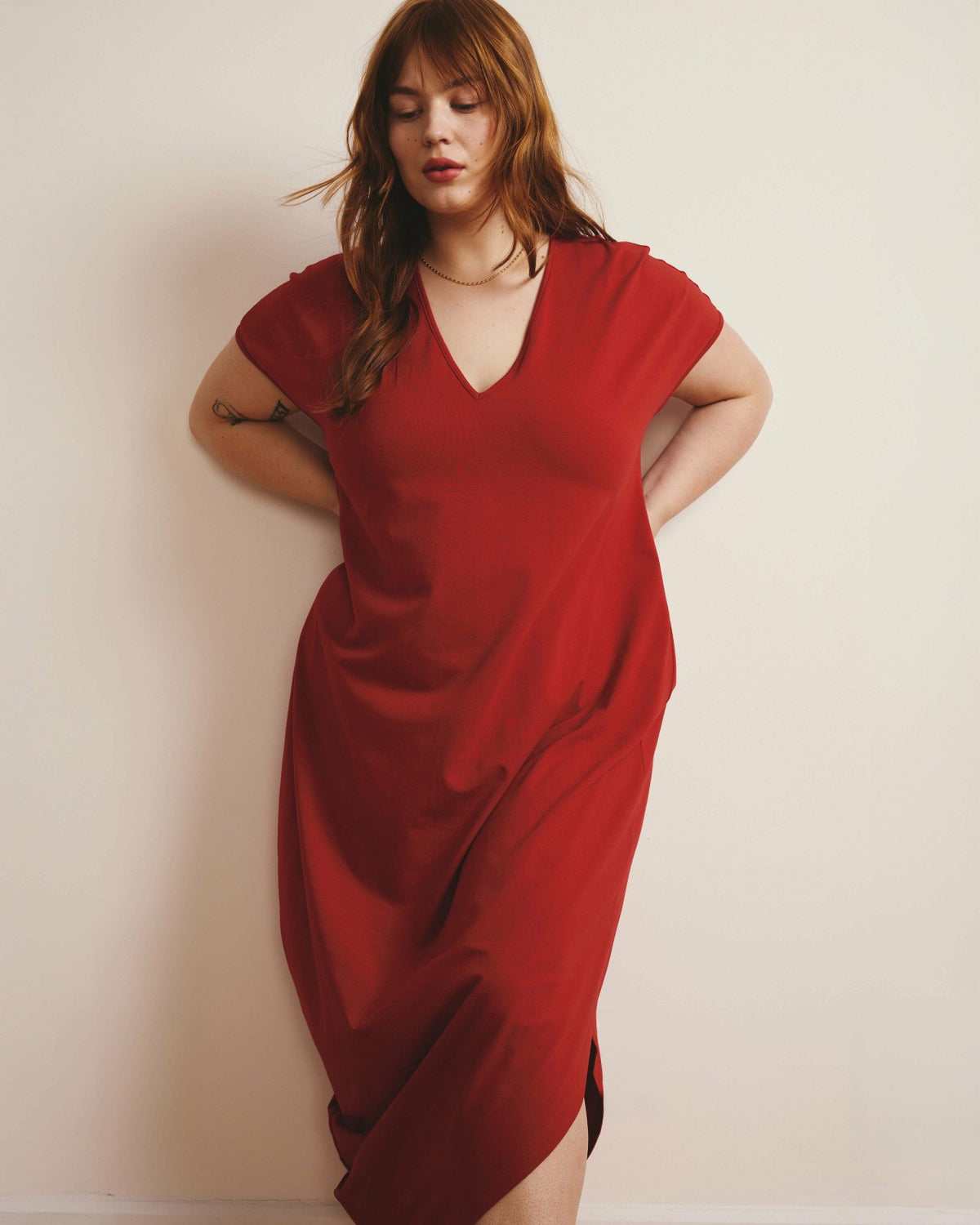 Iconic Geneva V-Neck Dress - Ruby Red | Universal Standard