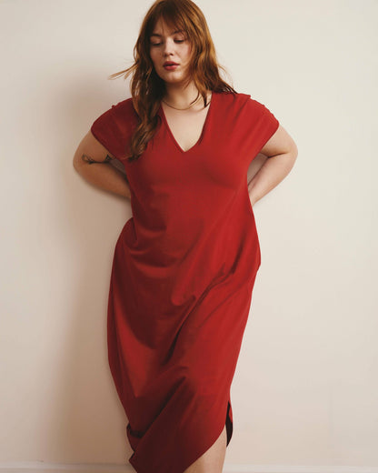 Iconic Geneva V-Neck Dress - Ruby Red | Universal Standard
