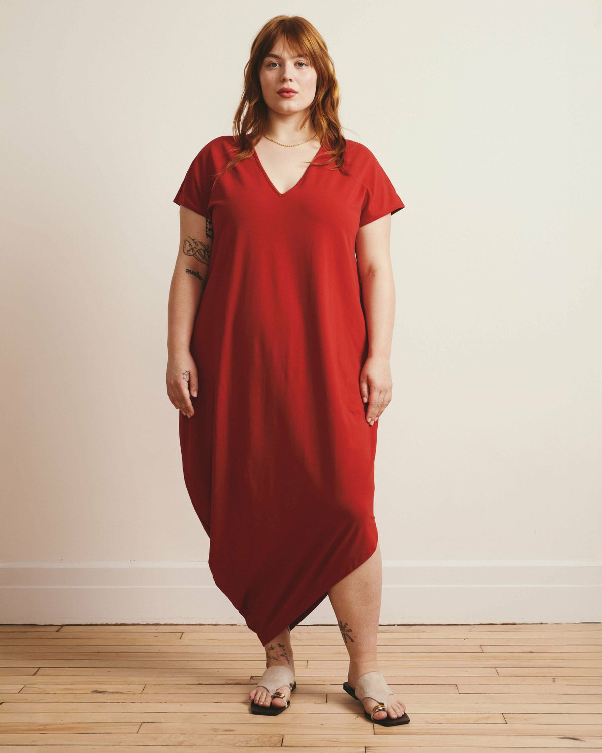 Iconic Geneva V-Neck Dress - Ruby Red | Universal Standard