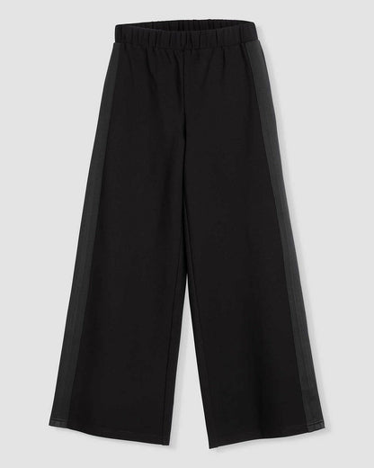 Stephanie Wide Leg Stripe Ponte Pants 30 Inch - Black with Black Strip | Universal Standard