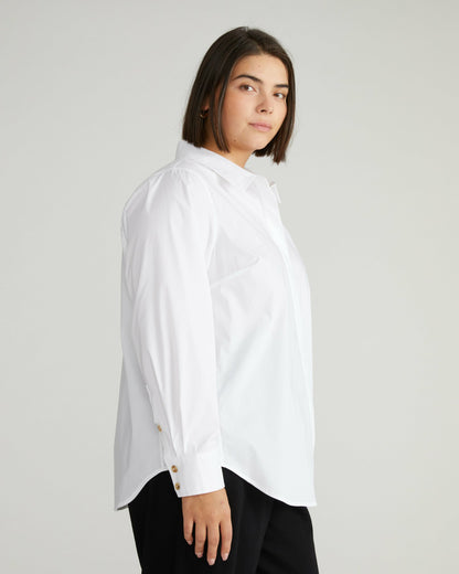 Elbe Stretch Poplin Shirt Classic Fit - White | Universal Standard
