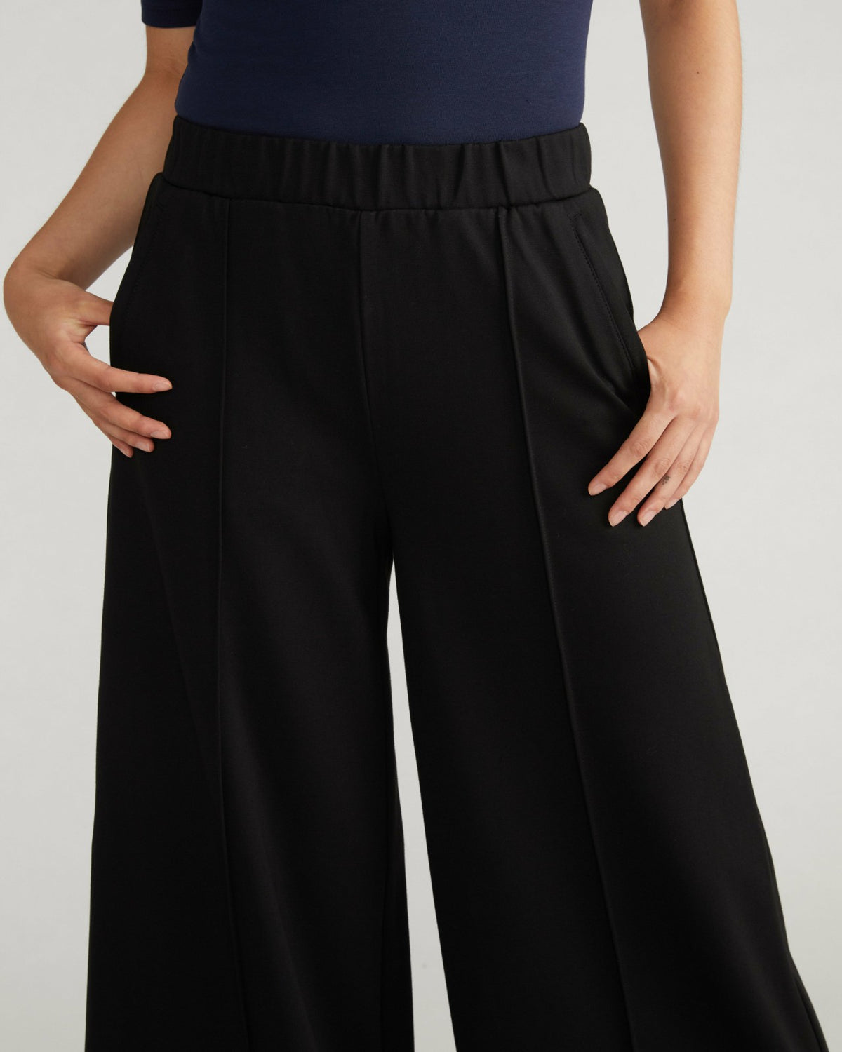 Pam Pintuck Wide Leg Ponte Pants - Black | Universal Standard