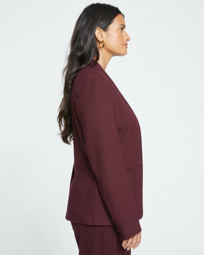 Lennox Collarless Ponte Blazer - Black Cherry | Universal Standard