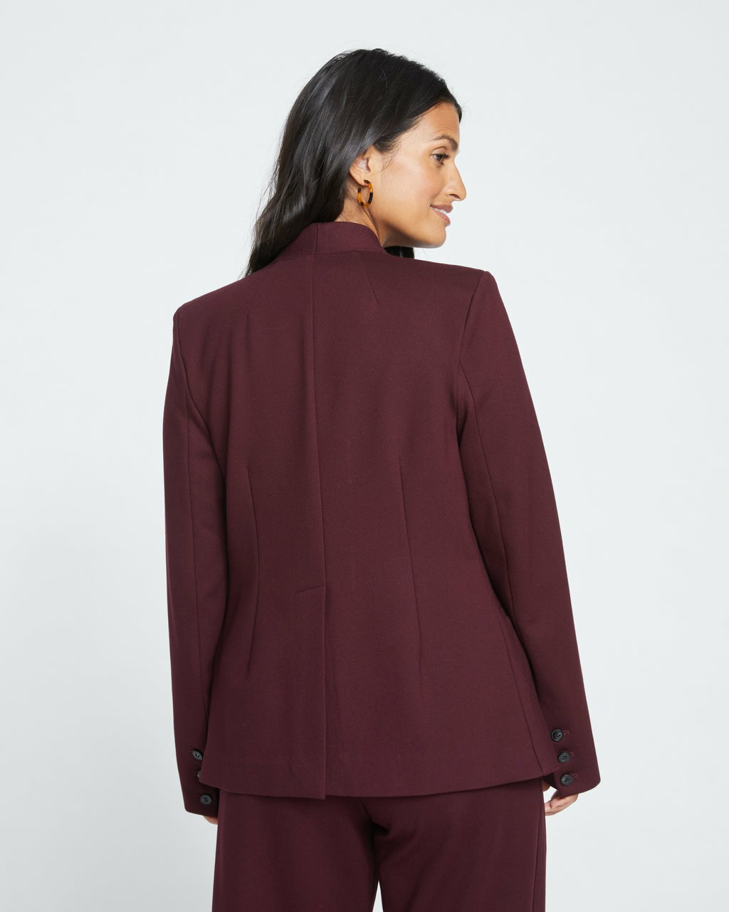 Lennox Collarless Ponte Blazer - Black Cherry | Universal Standard