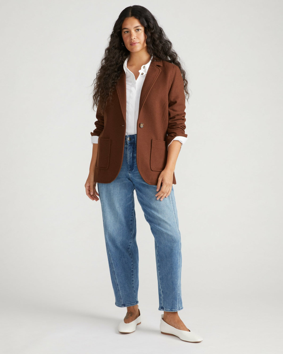 Kidjo Tailored Wool Jacket - Grizzly | Universal Standard