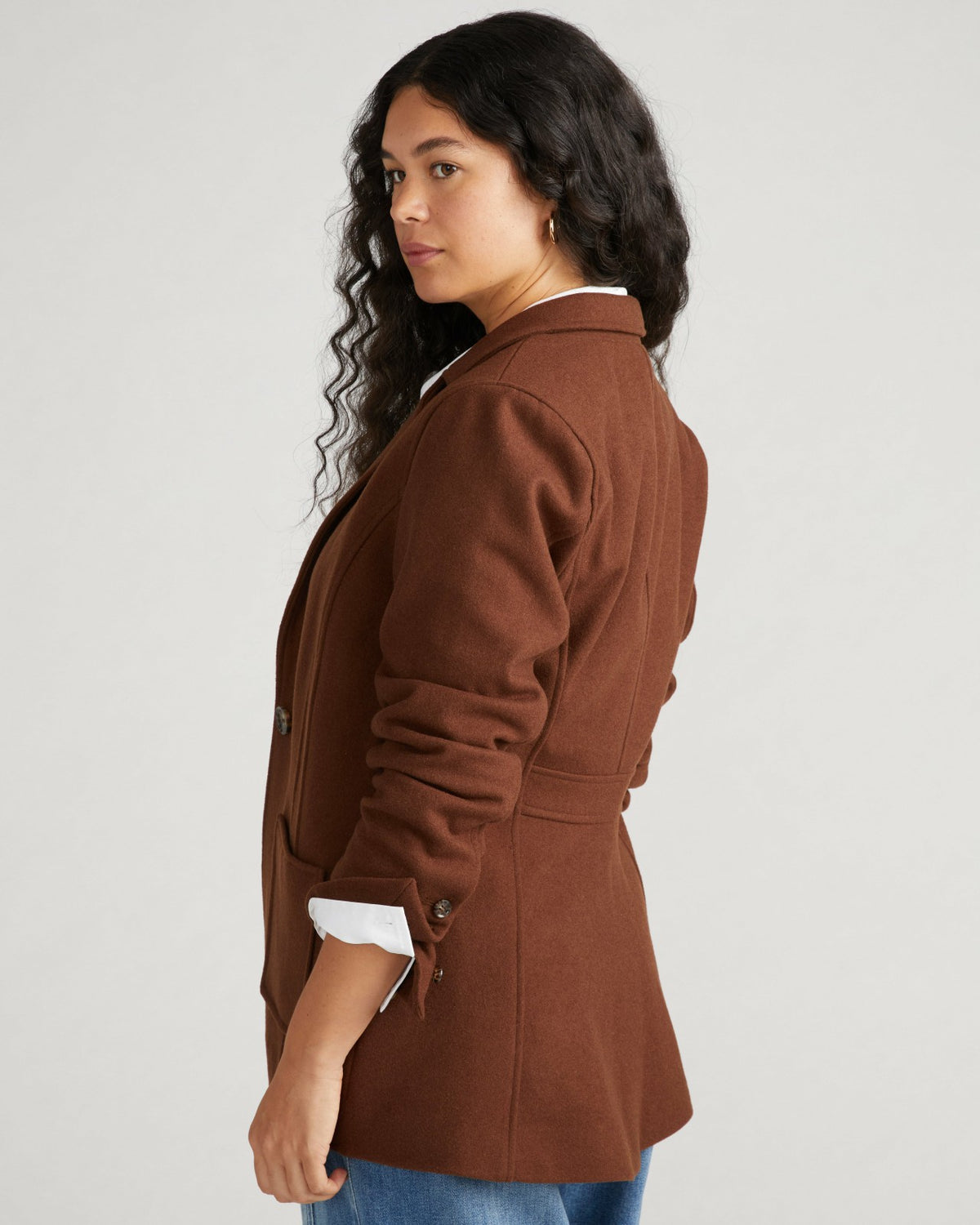 Kidjo Tailored Wool Jacket - Grizzly | Universal Standard