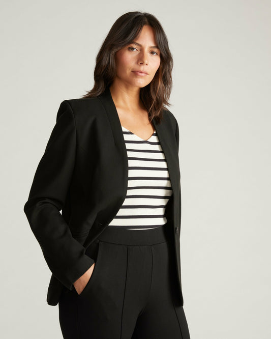 Lennox Collarless Ponte Blazer - Black | Universal Standard