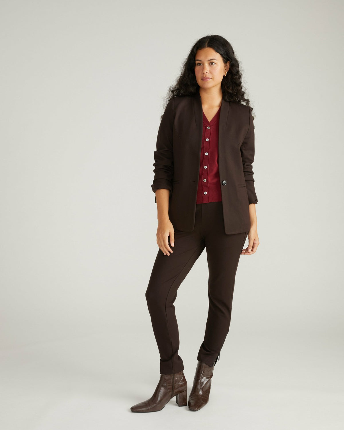 Lennox Collarless Ponte Blazer - Espresso | Universal Standard