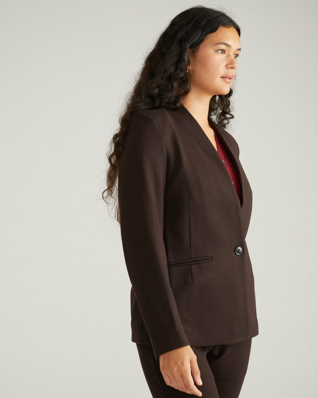 Lennox Collarless Ponte Blazer - Espresso | Universal Standard