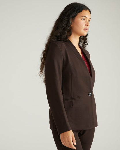 Lennox Collarless Ponte Blazer - Espresso | Universal Standard