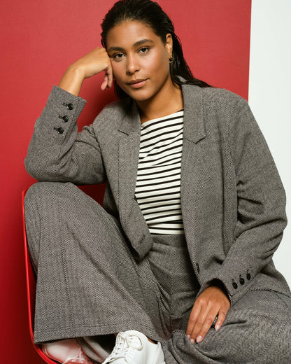 Beas Ponte Blazer - Herringbone Tweed | Universal Standard