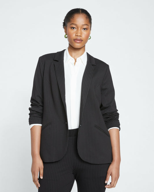 Beas Ponte Blazer - Slate Pinstripe | Universal Standard