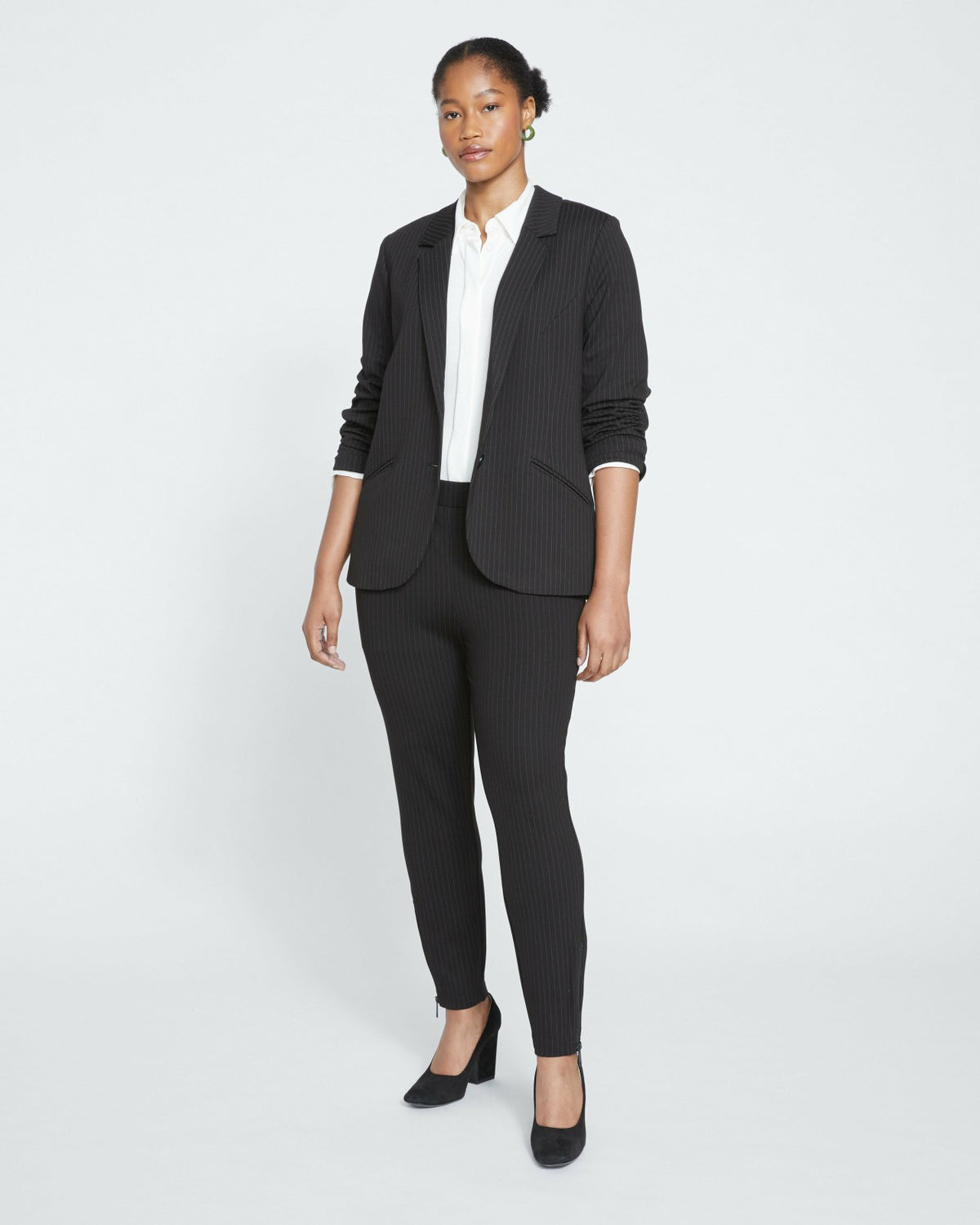 Beas Ponte Blazer - Slate Pinstripe | Universal Standard