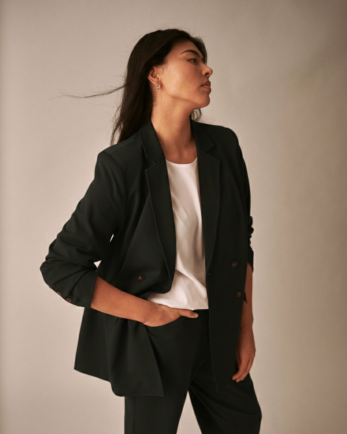 All Day Warren Double Breasted Blazer - Black | Universal Standard