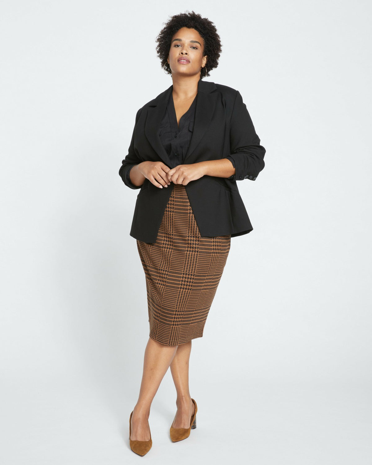 Bianca Double Breasted Ponte Blazer - Black | Universal Standard