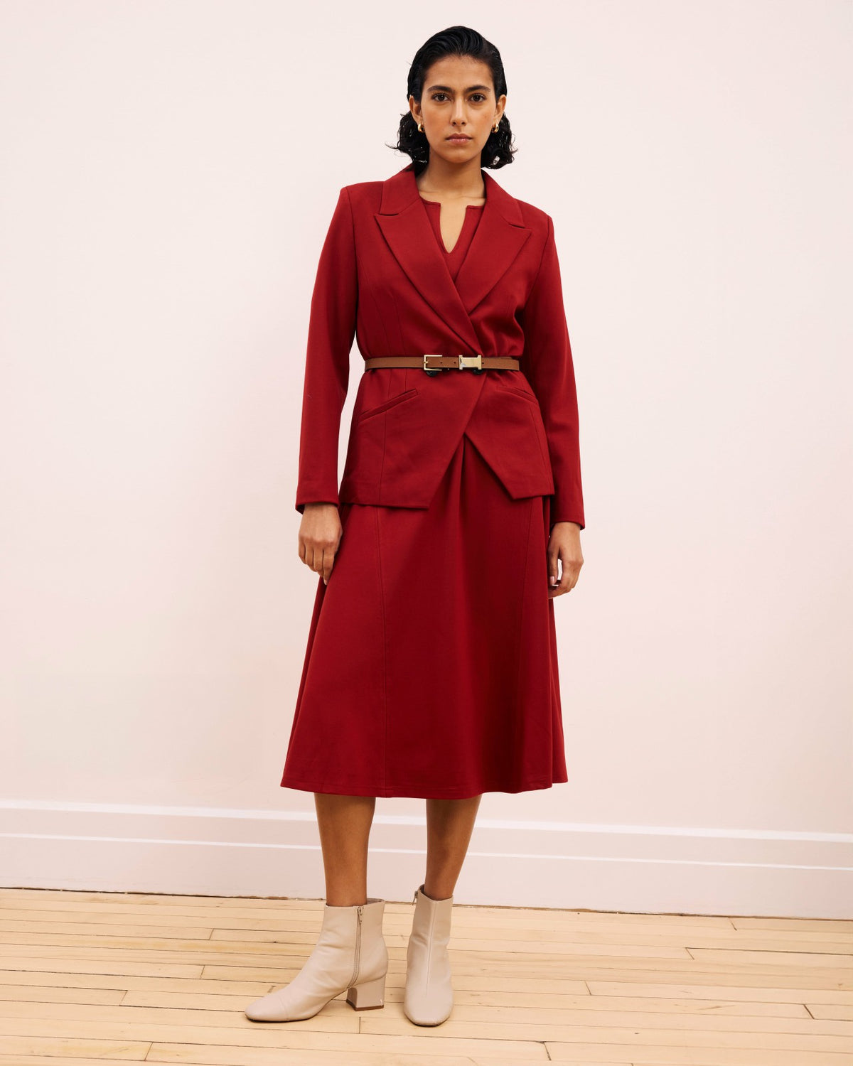 Bianca Double Breasted Ponte Blazer - Garnet | Universal Standard