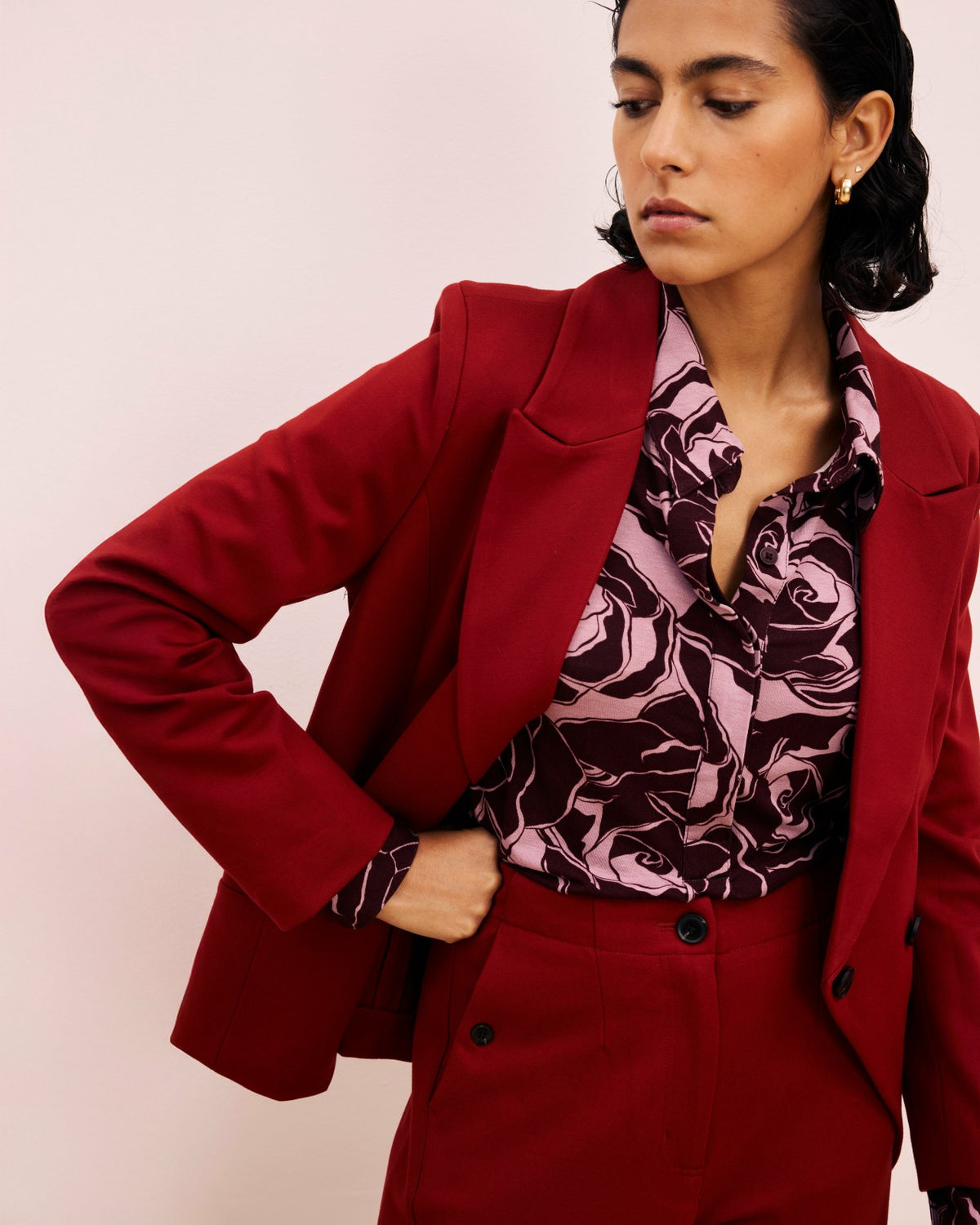 Bianca Double Breasted Ponte Blazer - Garnet | Universal Standard