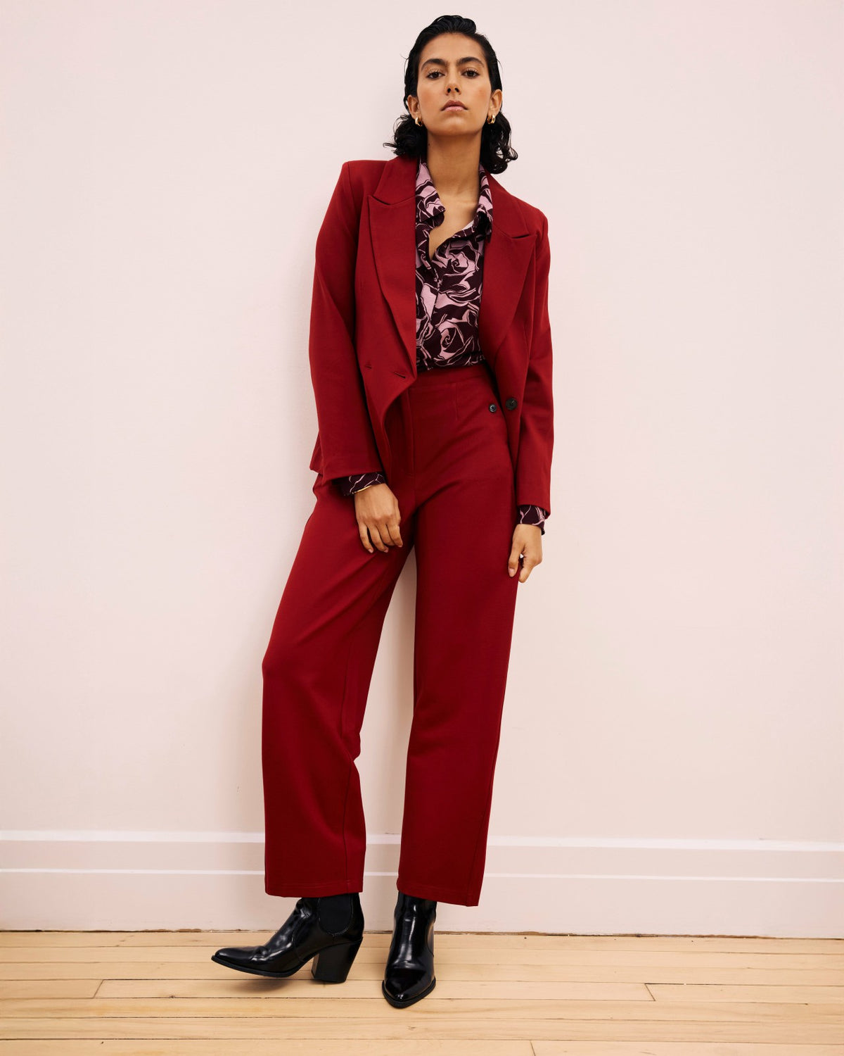 Bianca Double Breasted Ponte Blazer - Garnet | Universal Standard