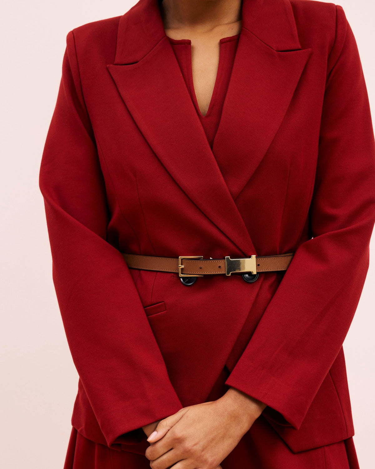 Bianca Double Breasted Ponte Blazer - Garnet | Universal Standard