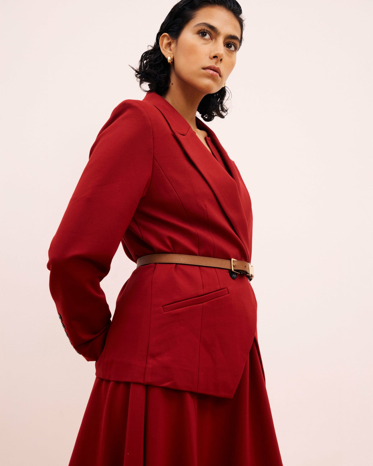 Bianca Double Breasted Ponte Blazer - Garnet | Universal Standard