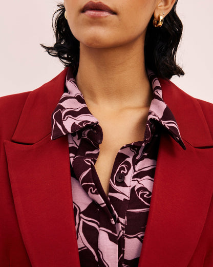 Bianca Double Breasted Ponte Blazer - Garnet | Universal Standard