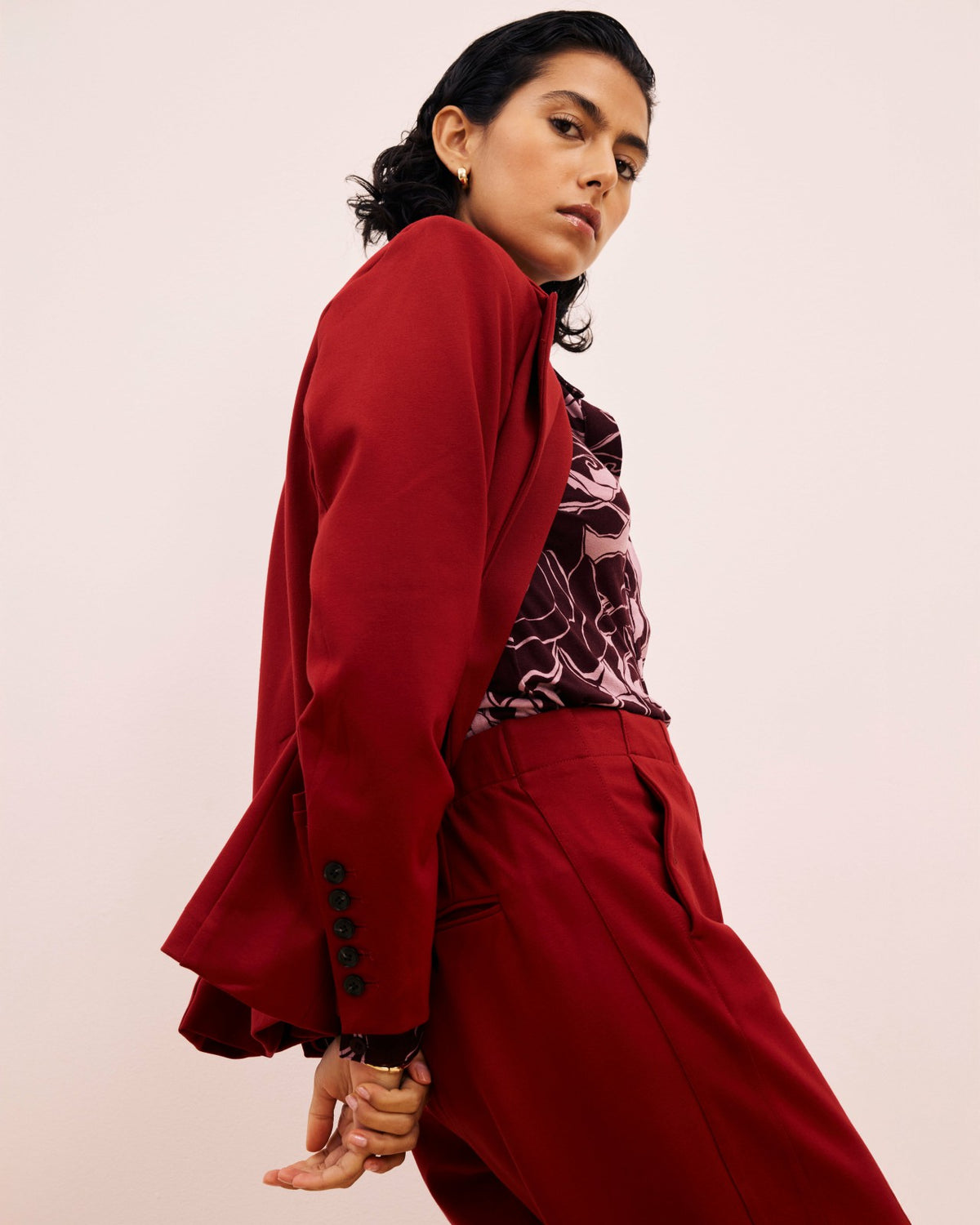 Bianca Double Breasted Ponte Blazer - Garnet | Universal Standard